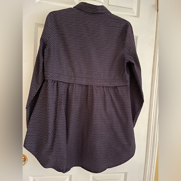 SOLD - On another Platform! Maeve Anthropologie Navy Polka Dot Tunic Shirt - Picture 2 of 11